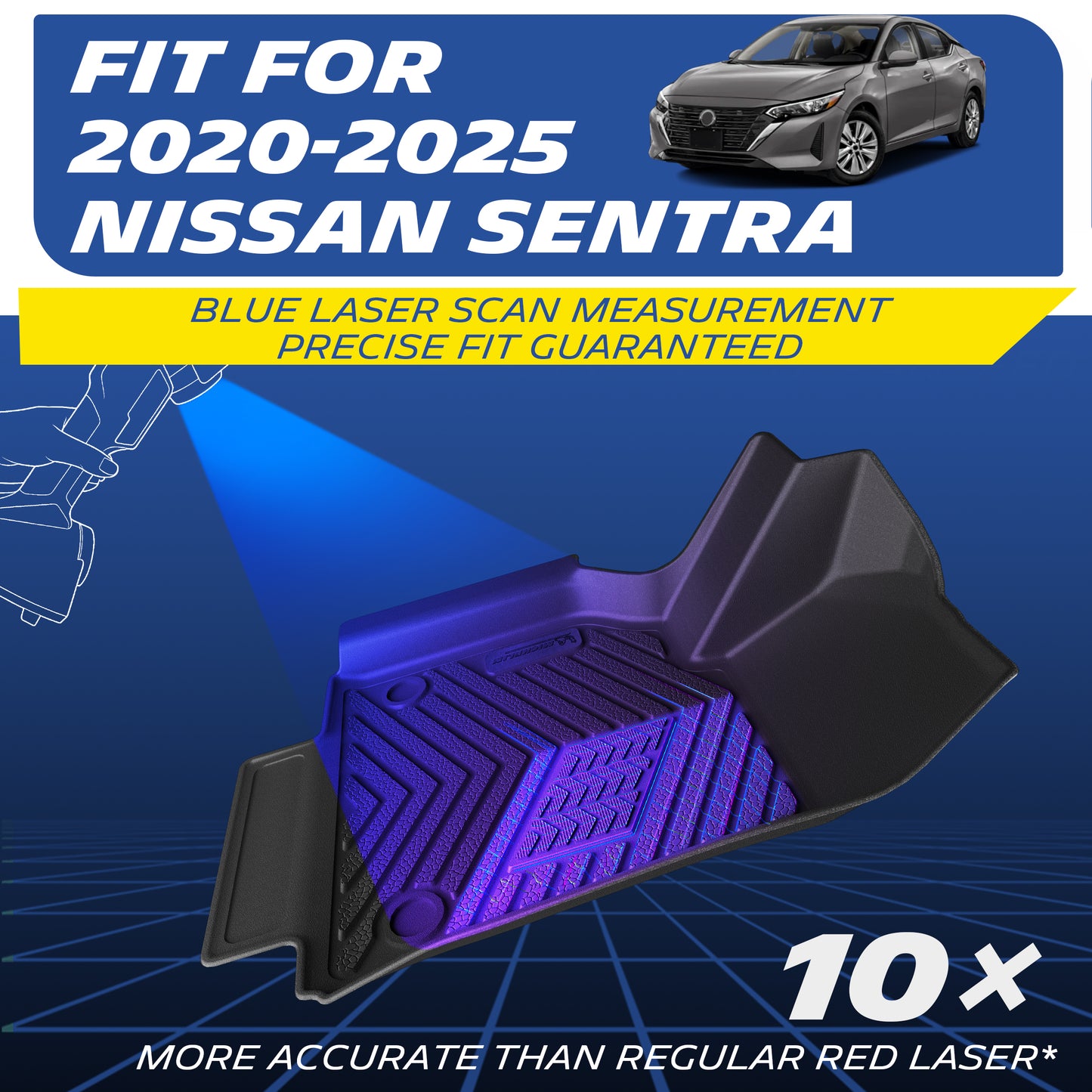 Precision blue laser scanning, custom fit Michelin floor mats for 2020-2025 Nissan Sentra