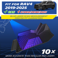 Michelin all-weather TPE floor mats, fits 2019-2025 Toyota RAV4 gas, hybrid, Prime, and PHEV models, blue laser scan measurement for precise fit, 10x more accurate than standard red laser, custom-fit guaranteed.