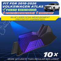  Blue laser scan floor mat for 2018-2026 VW Atlas 7-seat bench model only