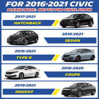 Fitment chart for 2016-2021 Honda Civic series