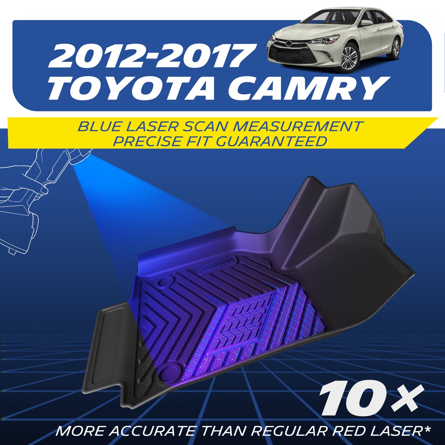 Blue laser measured TPE mat for 2012-2017 Toyota Camry