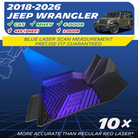 Michelin all-weather TPE floor mats, fits2018-2026 Jeep wrangler gas mhev 4-door , blue laser scan measurement for precise fit, 10x more accurate than standard red laser, custom-fit guaranteed.