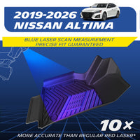 Michelin all-weather TPE floor mats, fits 2019-2026 Nissan Altima, blue laser scan measurement for precise fit, 10x more accurate than standard red laser, custom-fit guaranteed.