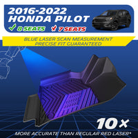 Blue laser scanned floor mat for 2016‑2022 Honda Pilot 8‑seater
