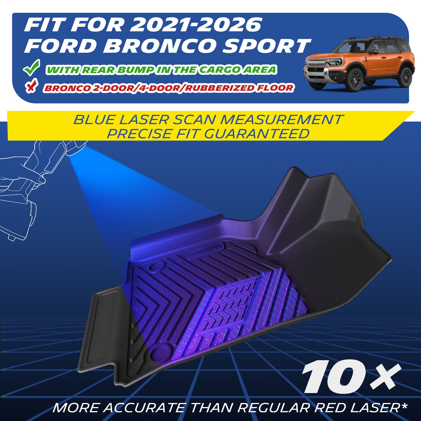 Fits 2021-2026 Ford Bronco Sport. Blue laser scan – 10× more accurate.