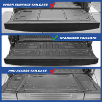 F‑150 tailgate type comparison chart, fits standard tailgate only

