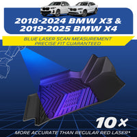  Blue laser scanned TPE floor mats for 2018-2024 BMW X3 & 2019-2025 BMW X4