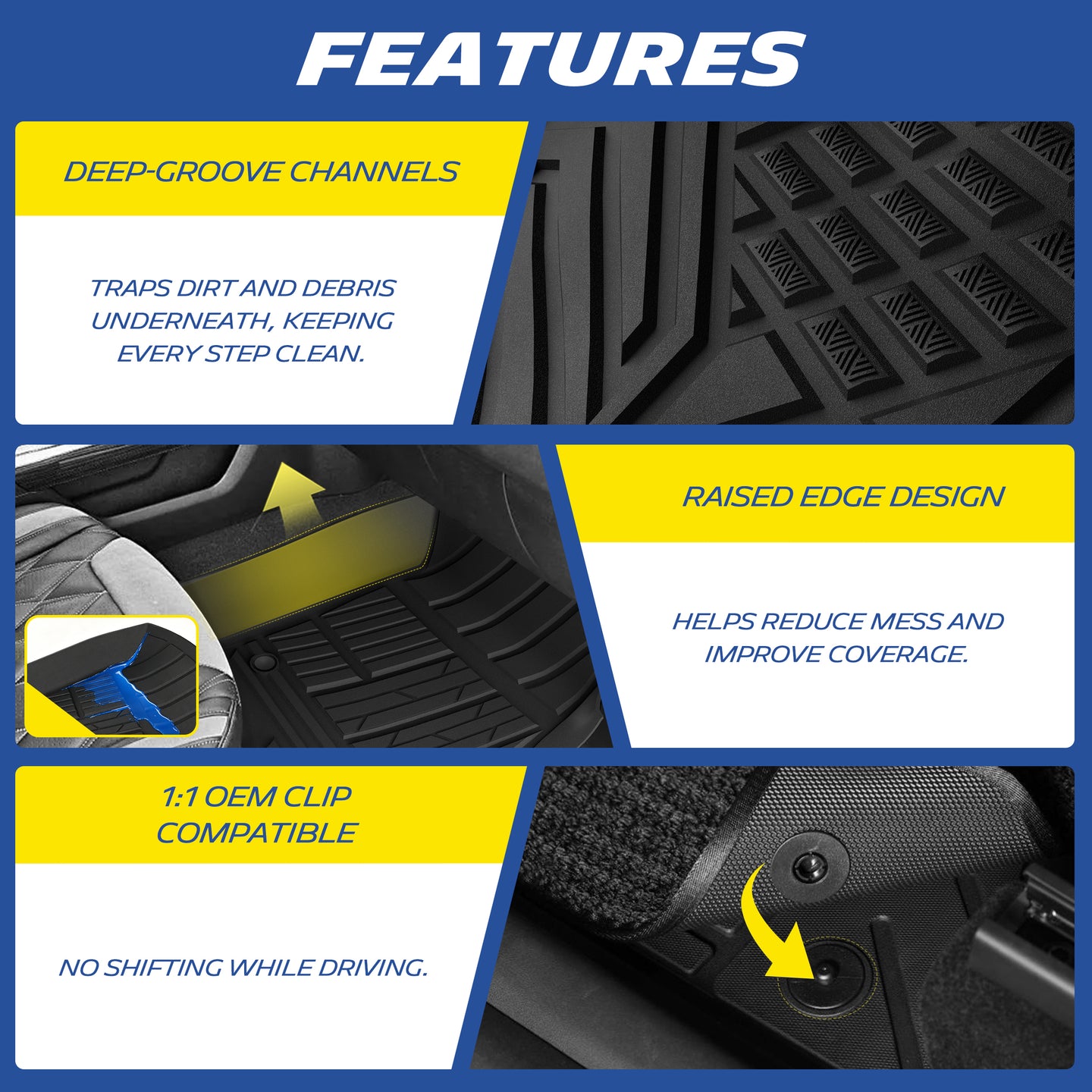 Michelin Ford Super Duty floor mats 2017-2026 deep grooves and raised edge coverage