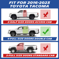 Toyota Tacoma floor mat fitment guide for 2016-2023 Access Cab and Double Cab models