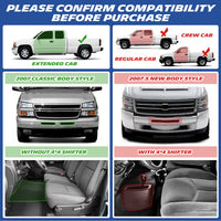Chevrolet Silverado floor mats compatibility guide showing Double Cab fitment and vehicle configurations