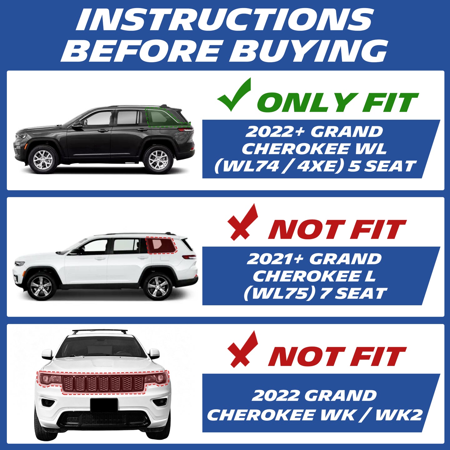 2022+ Grand Cherokee WL74 5-seat floor mat fitment guide