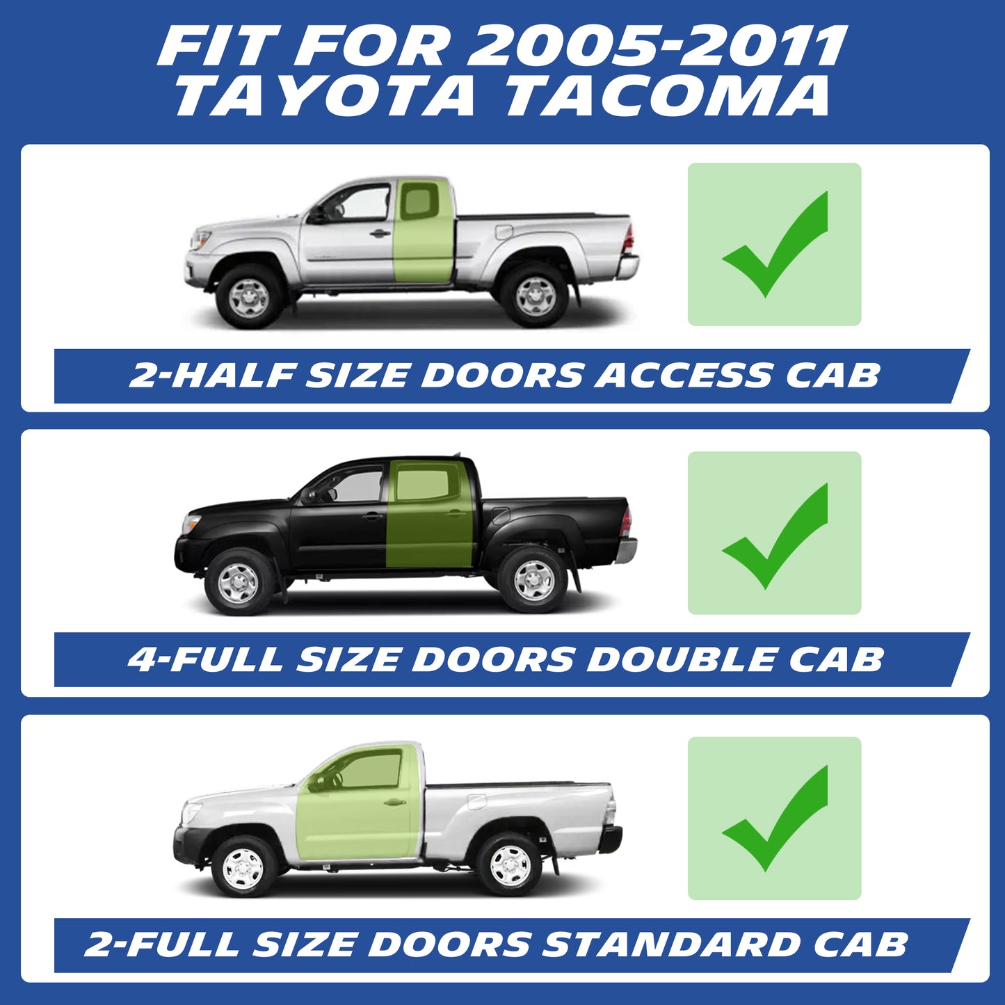 2005-2011 toyoya tacoma floor mat fitment guide