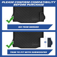 Michelin TPE floor mats, please confirm compatibility before purchase: no trim needed for models without subwoofer, trim to fit for models with subwoofer for perfect installation.