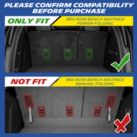 Third row seat compatibility guide, fits power-folding bench, excludes manual-folding