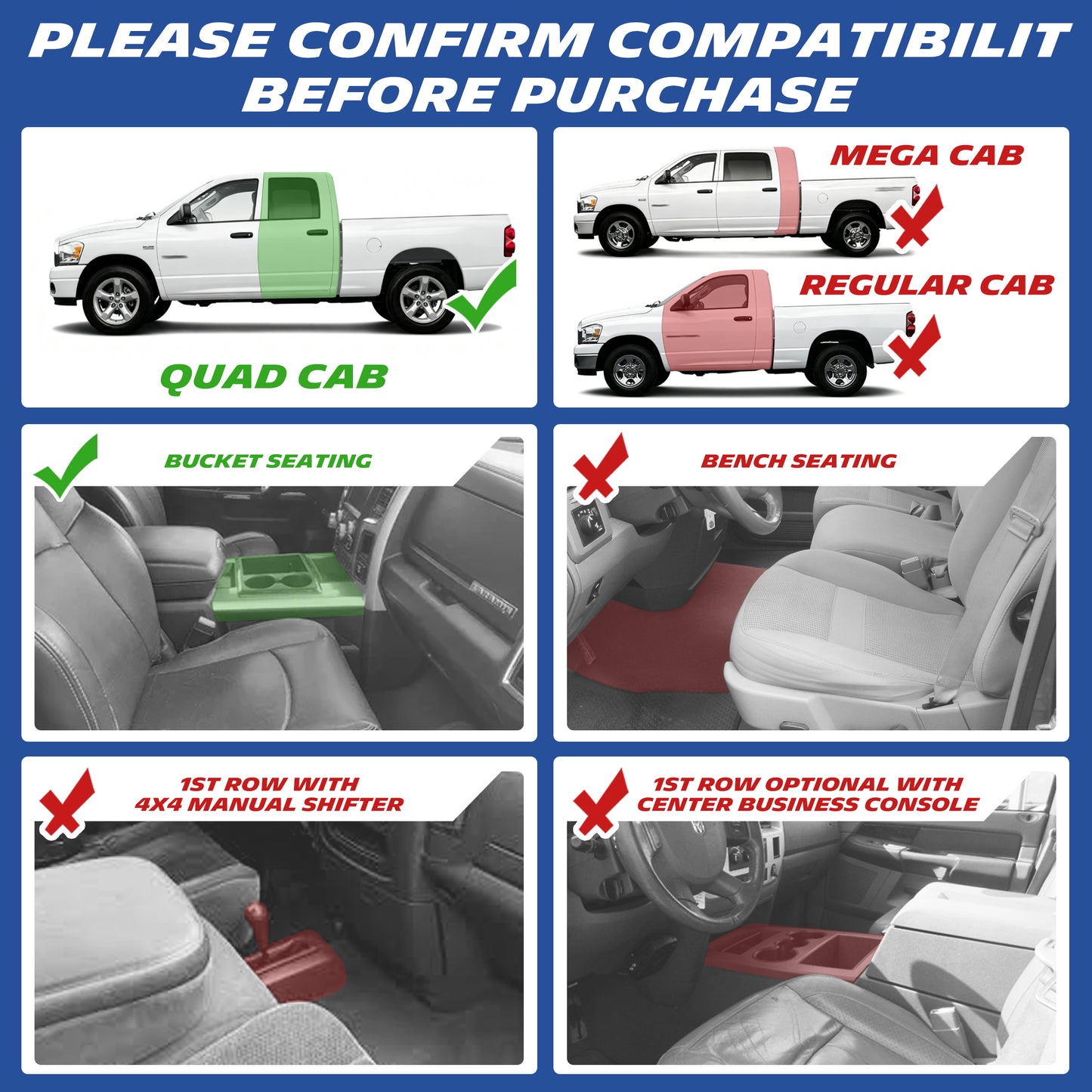 Michelin TPE floor mats, please confirm compatibility before purchase: available for Quad Cab, Bucket Seat