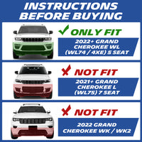 2022+ Grand Cherokee WL74 5-seat floor mat fitment guide