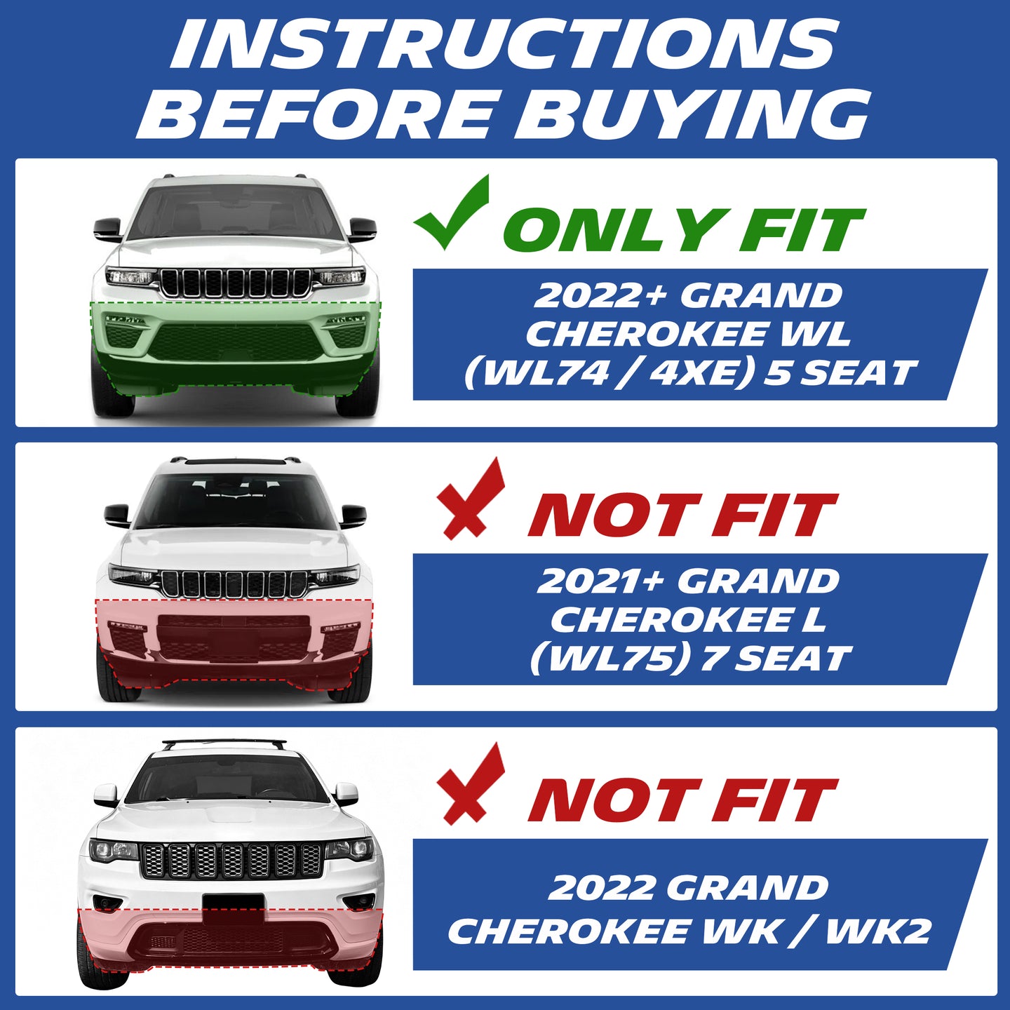 2022+ Grand Cherokee WL74 5-seat floor mat fitment guide