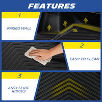 Michelin trunk mat features raised walls, easy cleaning surface, and anti-slip ridges.