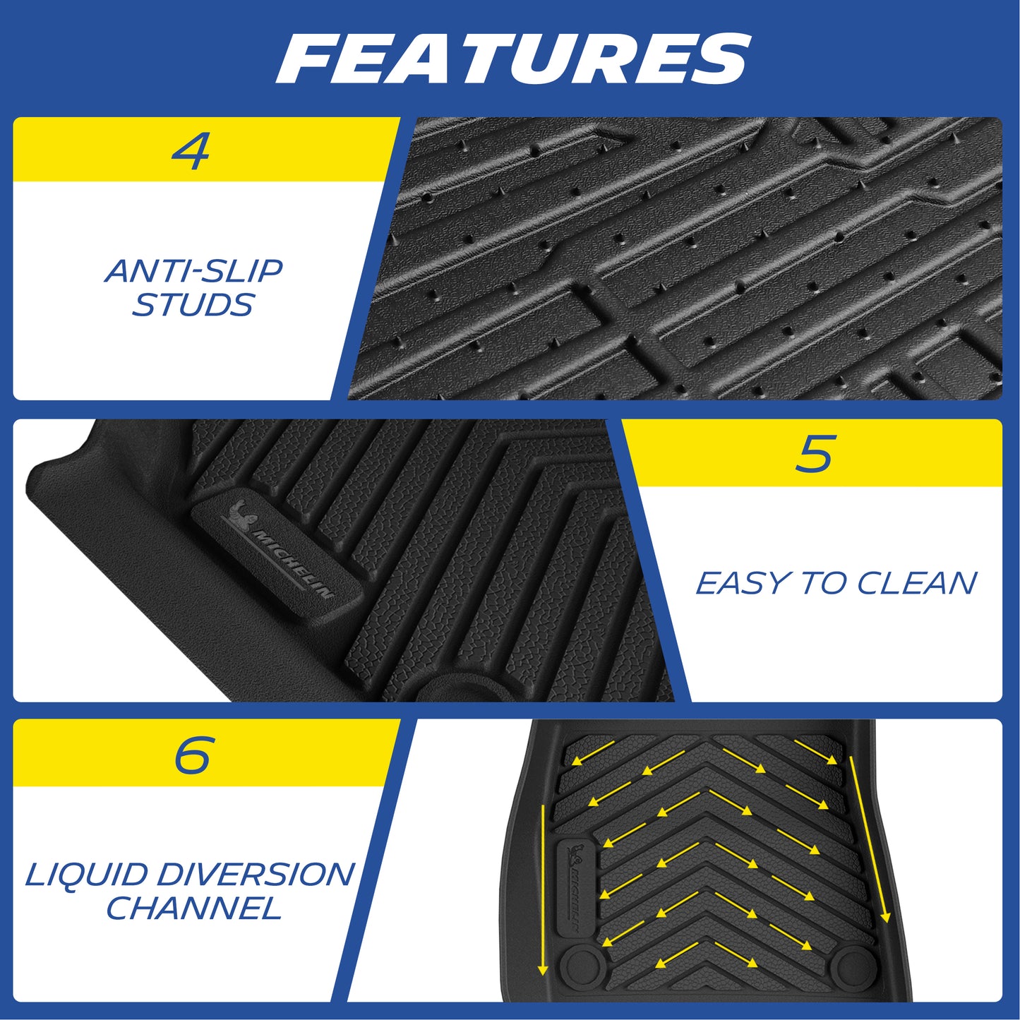 Michelin Floor Mats for 2024/2025/2026 Tesla Model 3 Highland & Standard, 3PCS, All-Weather Floor Liner, Custom Fit, Durable TPE, Non-Slip