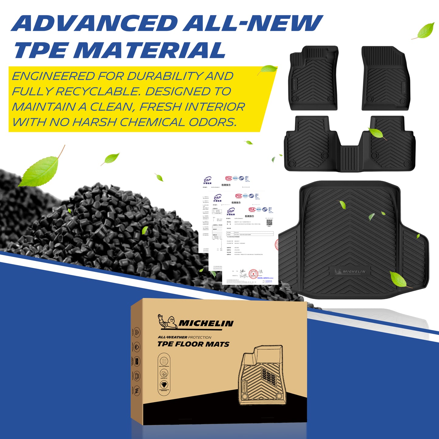 Michelin Floor Mats + Trunk Mat for 2023-2026 Honda Accord (Gasoline & Hybrid), 4PCS, Floor Liner + Trunk Mat, Custom Fit, Durable TPE