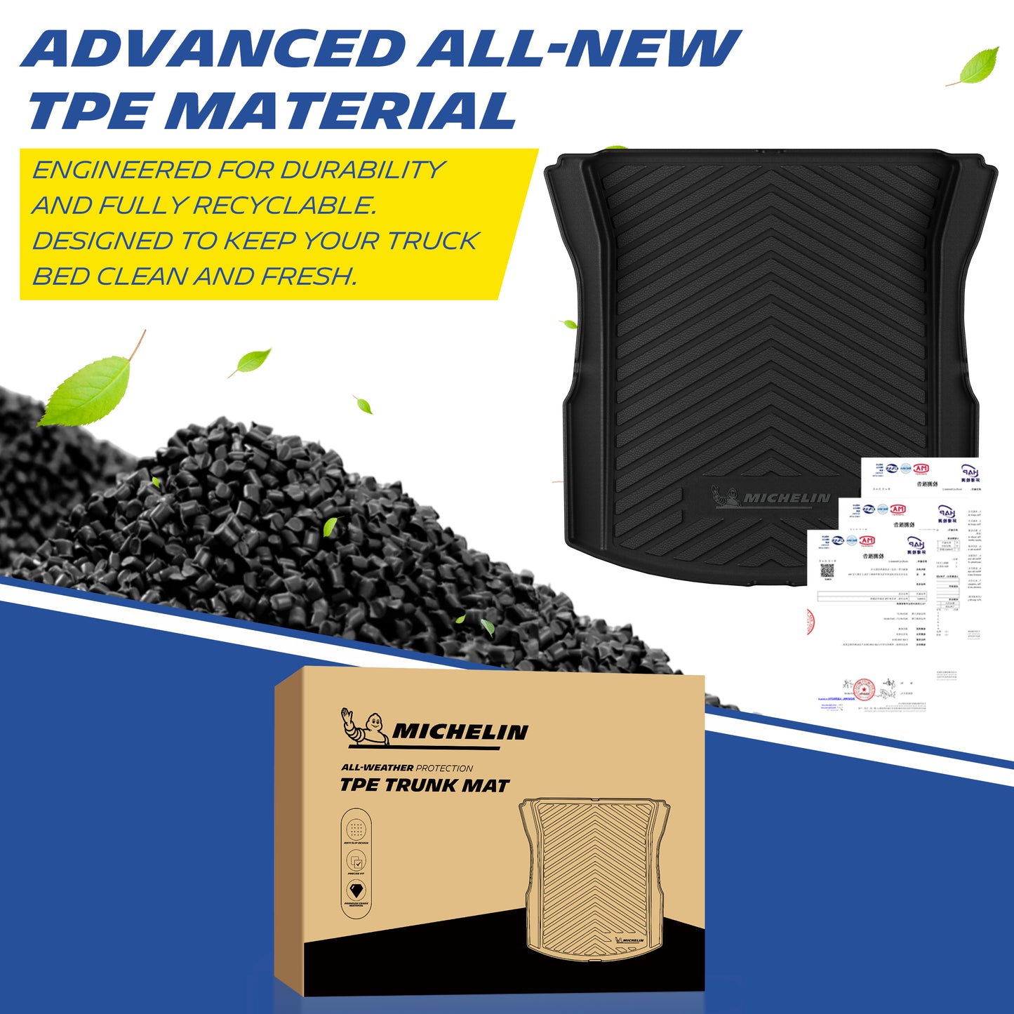 Michelin Trunk Liner for 2024-2026 Tesla Model 3 Highland, All-Weather Trunk Mat, Custom Fit, TPE, Cargo Mat, Non-Slip Cargo Liner