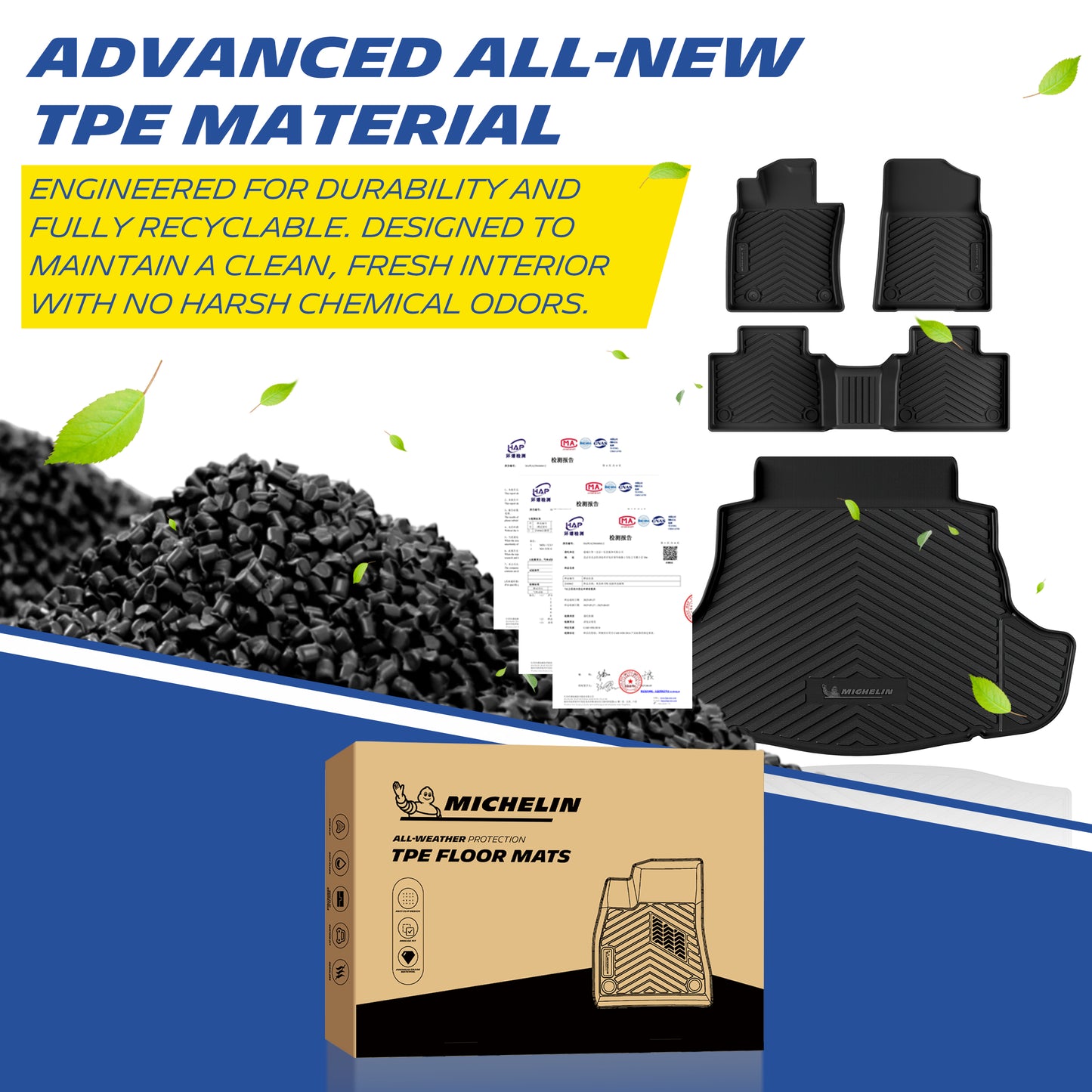 Michelin Premier Series Floor Mats + Trunk Liner for Toyota Camry 2025-2026 (Include Hybrid), 4PCS, All-Weather Floor Liner + Trunk Mat, Custom Fit, Durable TPE, Non-Slip