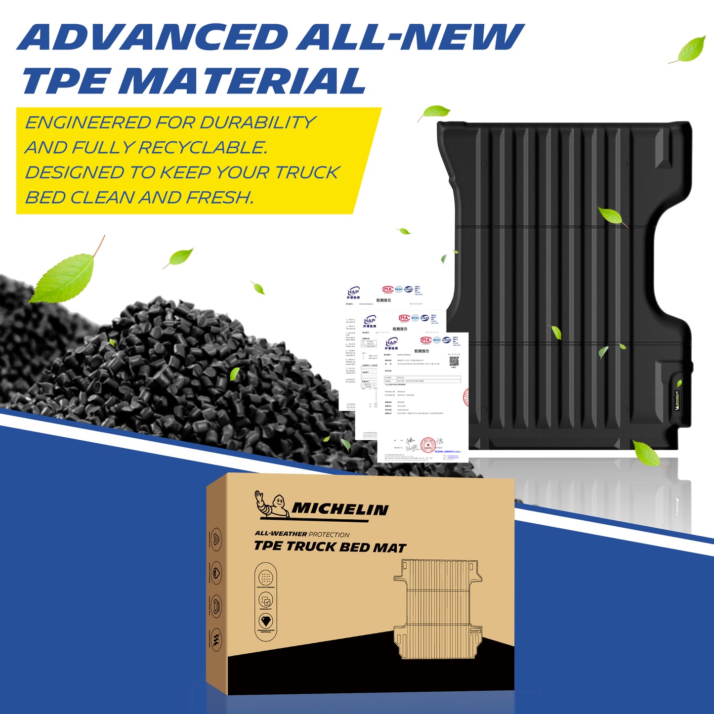 Michelin Truck Bed Mat for 2022-2026 Nissan Frontier 6 FT/73.3" Only (Not Fit Drop-in Bed Liners), All-Weather Truck Bed Liner, Custom Fit, Durable TPE, Bedliner, Non-Slip