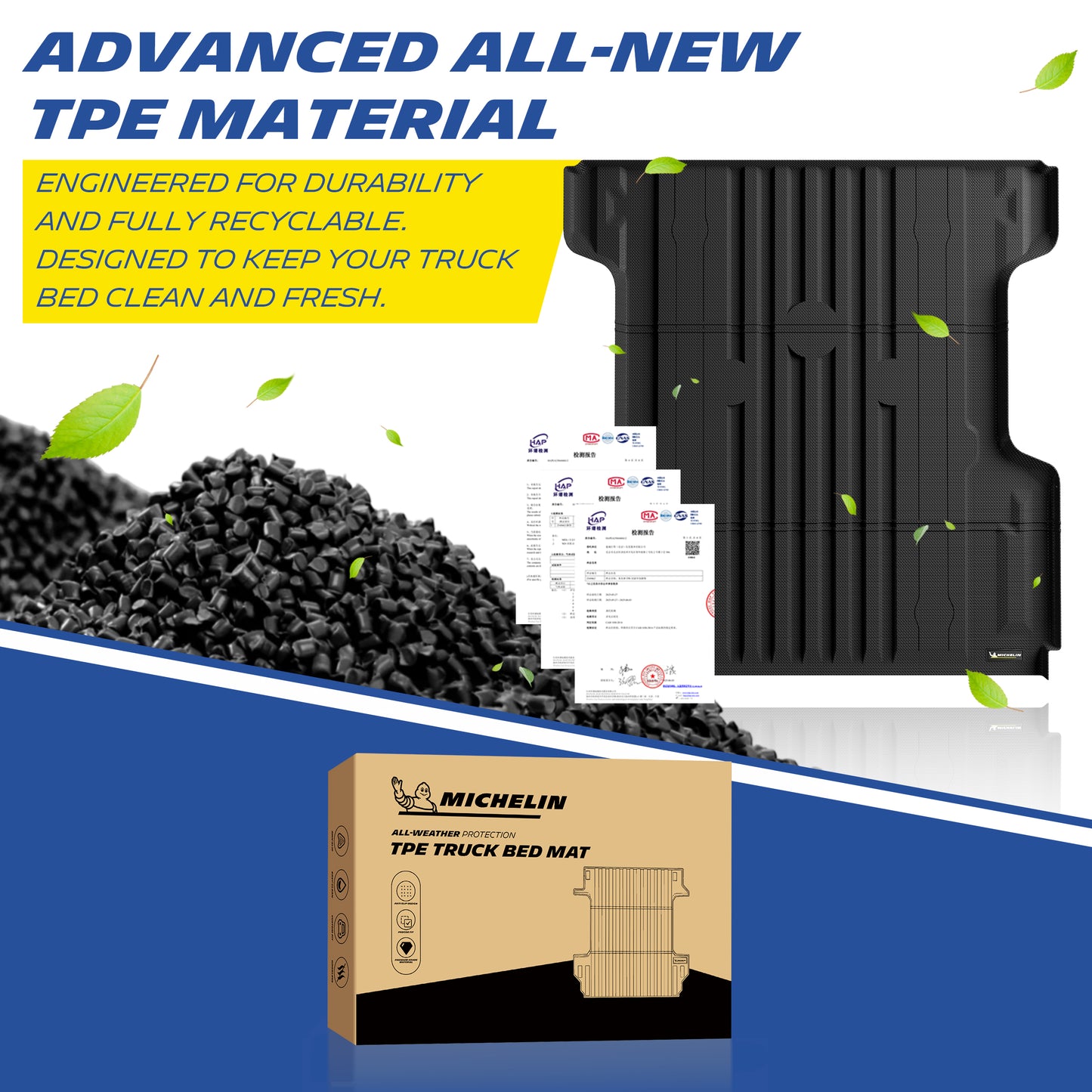 Michelin Truck Bed Mat for 2004-2026 Nissan Titan - 5.5 FT Short Bed, All-Weather Truck Bed Liner, Custom Fit, TPE, Bedliner