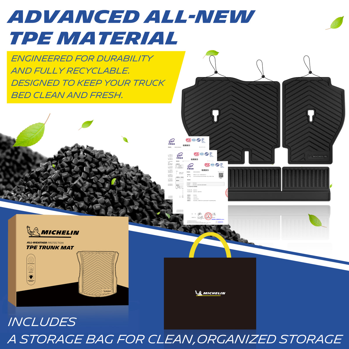 Michelin TPE all-weather backrest mats, odor-free and recyclable