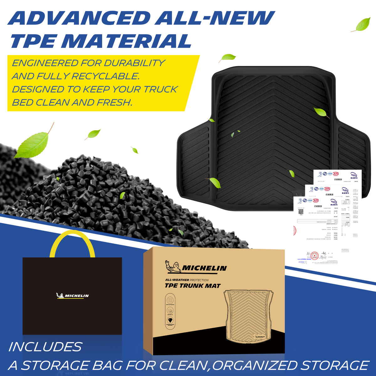 Michelin TPE all-weather trunk mat, odor-free and recyclable
