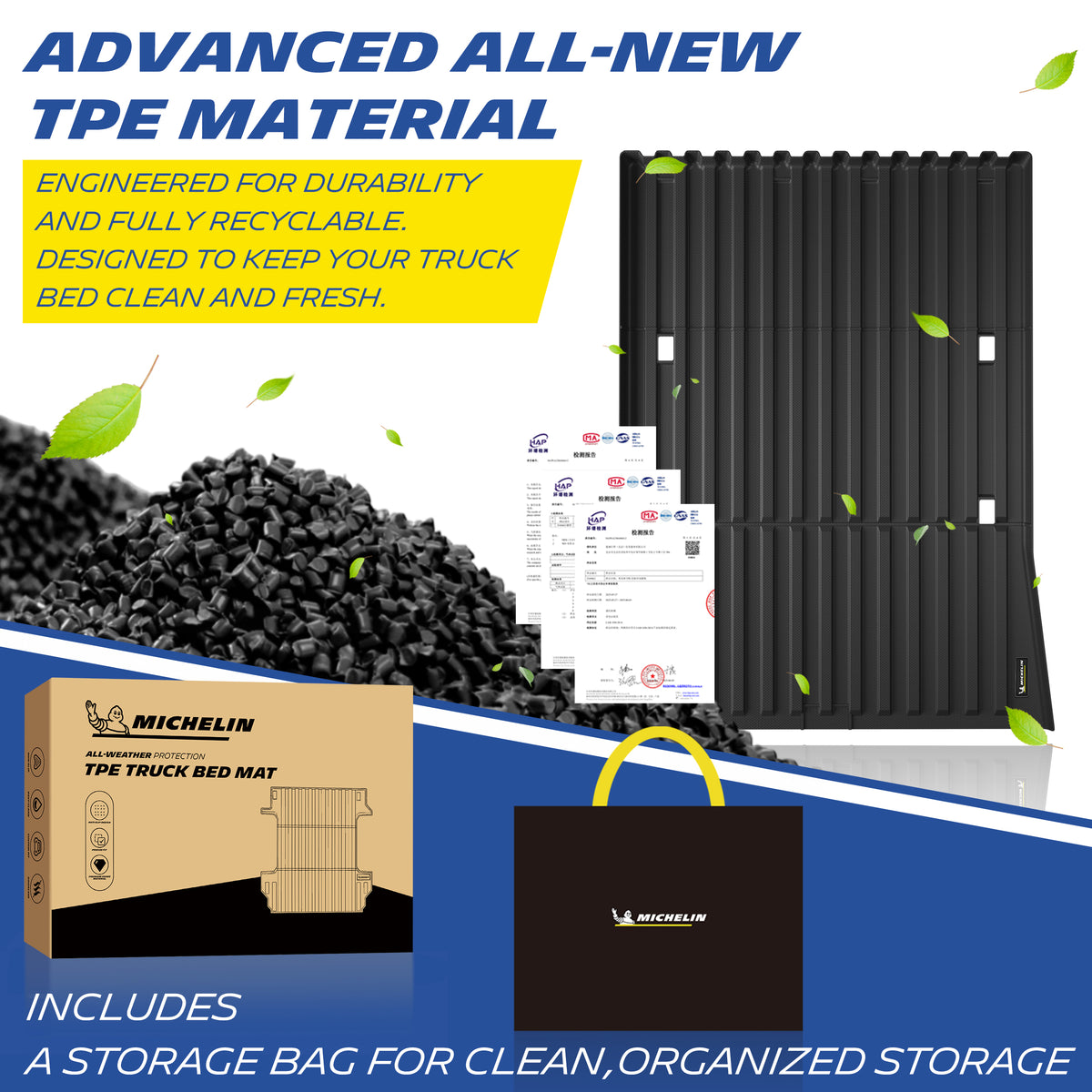Michelin Truck Bed Mat for 2023-2026 Tesla Cybertruck, TPE Truck Bed Liner, Not Fit Cyberbeast