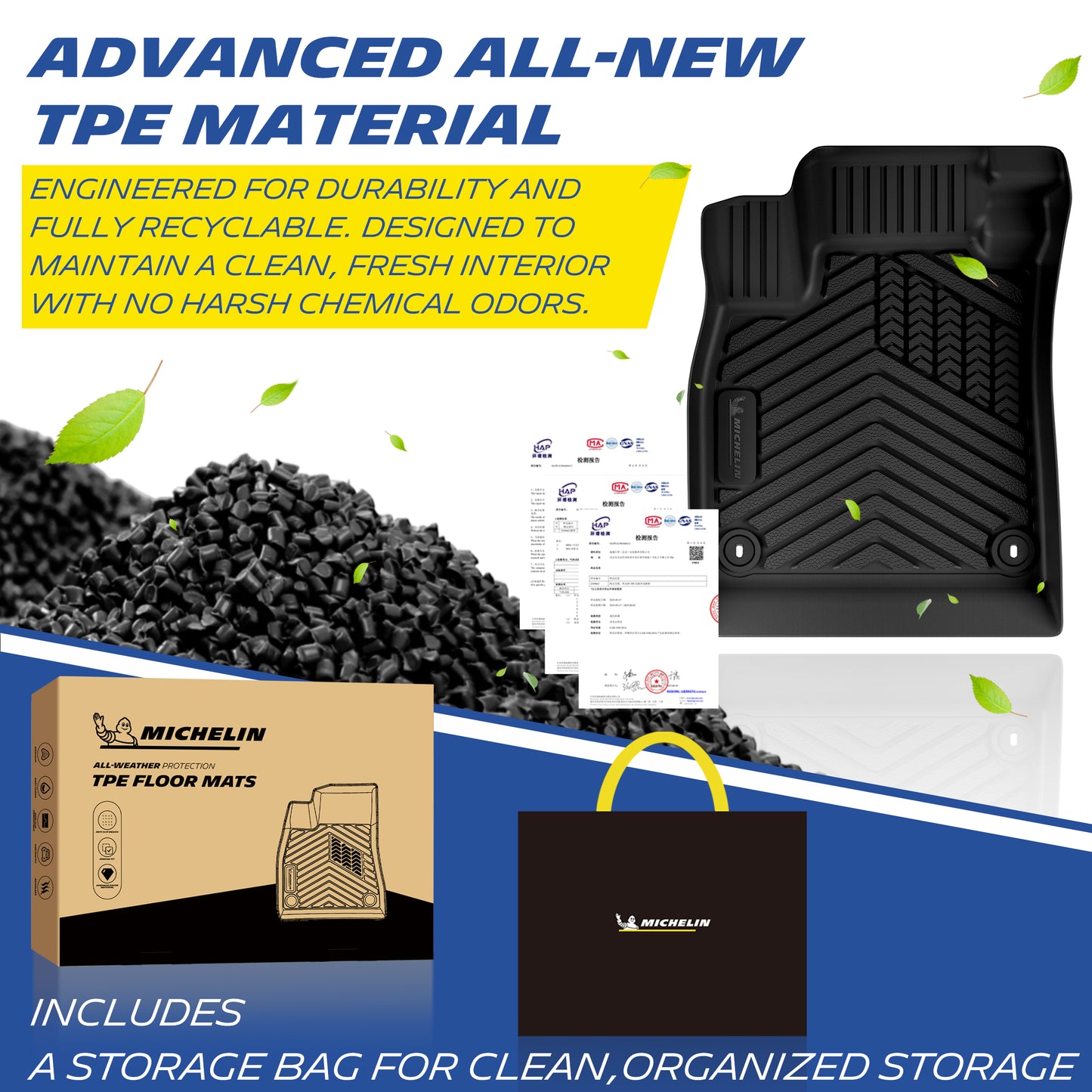 Michelin TPE all-weather floor mats, odor-free and recyclable