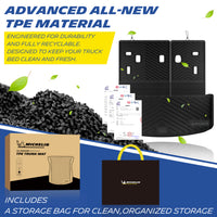 Michelin all-weather TPE trunk mat, made from advanced all-new TPE material, engineered for durability and fully recyclable, keeps trunk bed clean and fresh, all-weather protection, includes a storage bag for clean organized storage.