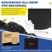 Michelin all-weather TPE trunk mat, made from advanced all-new TPE material, engineered for durability and fully recyclable, keeps trunk bed clean and fresh, all-weather protection, includes a storage bag for clean organized storage.