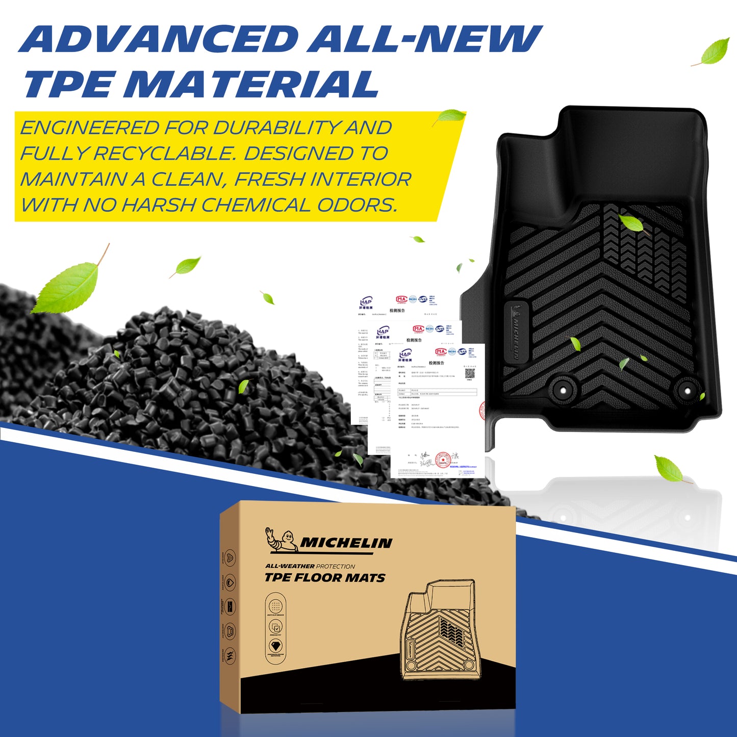 Michelin TPE all-weather floor mats, odor-free and recyclable