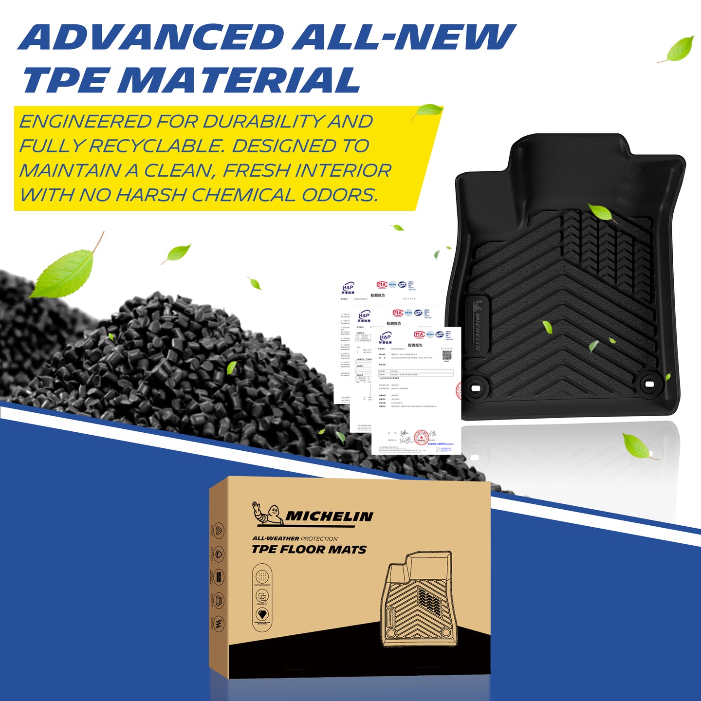 Michelin TPE all-weather floor mats, odor-free and recyclable