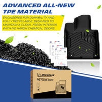 Advanced all-new TPE material black all-weather car floor mat, featuring an eco-friendly and health-conscious design. Engineered from highly durable and fully recyclable TPE, ensuring a clean and fresh vehicle interior with zero harsh chemical odors, providing safe and non-toxic interior protection.
