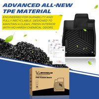 Material showcase of the advanced TPE car floor mats for the 2023-2026 Honda Pilot. Manufactured from highly durable, fully recyclable, and eco-friendly TPE pellets backed by official quality test reports, ensuring a completely odorless and family-safe vehicle interior.