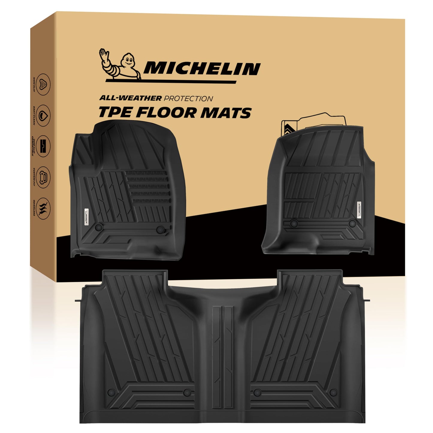 Michelin Elite Custom Fit Floor Mats for Chevy Silverado & GMC Sierra Crew Cab (2019-2026)