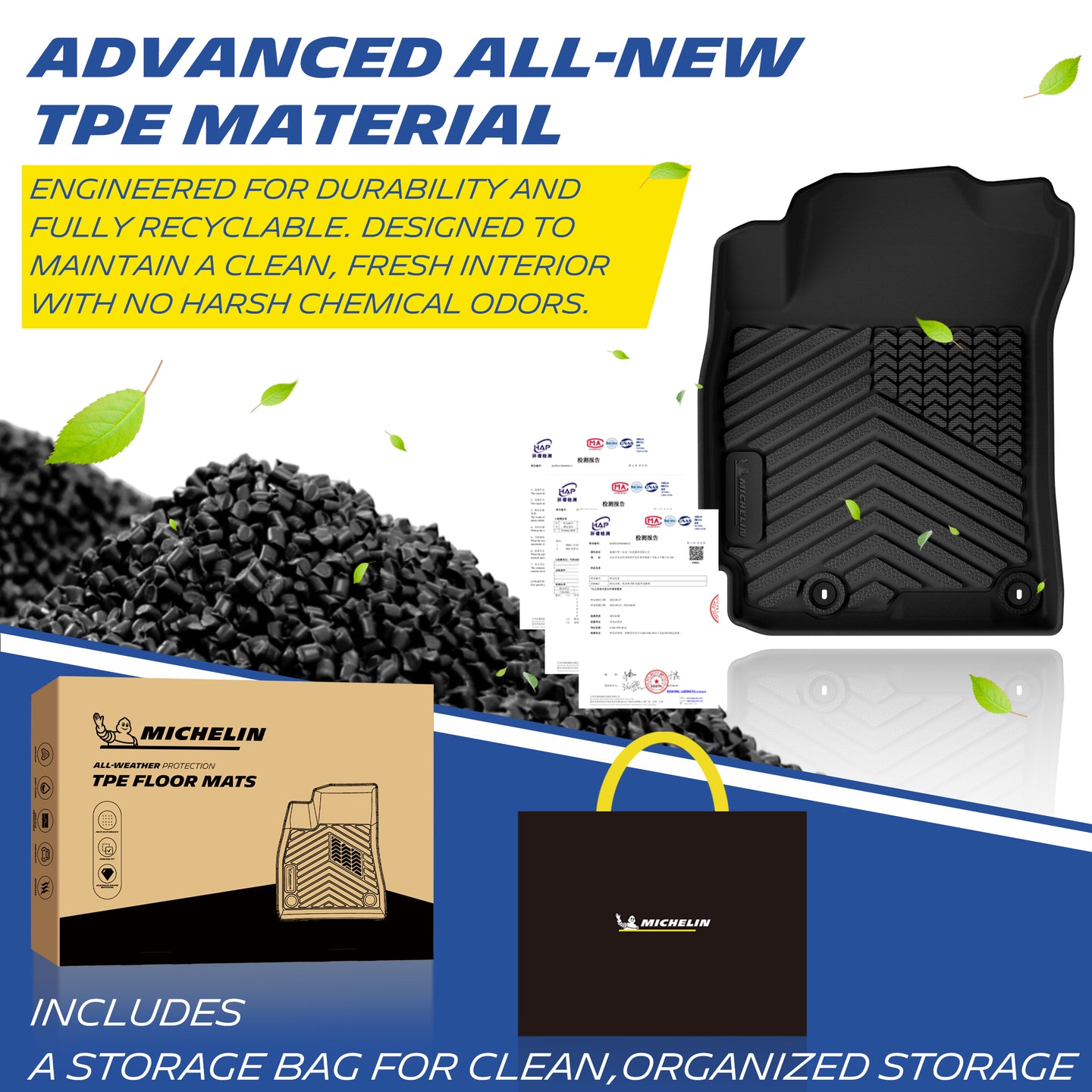 Michelin TPE all-weather floor mats, odor-free and recyclable
