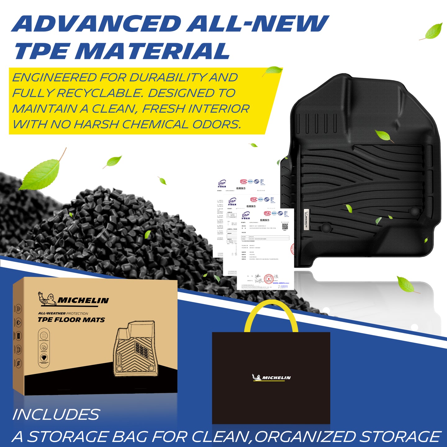 Premium new TPE material display for Michelin all-weather car floor mats, eco-friendly & odorless