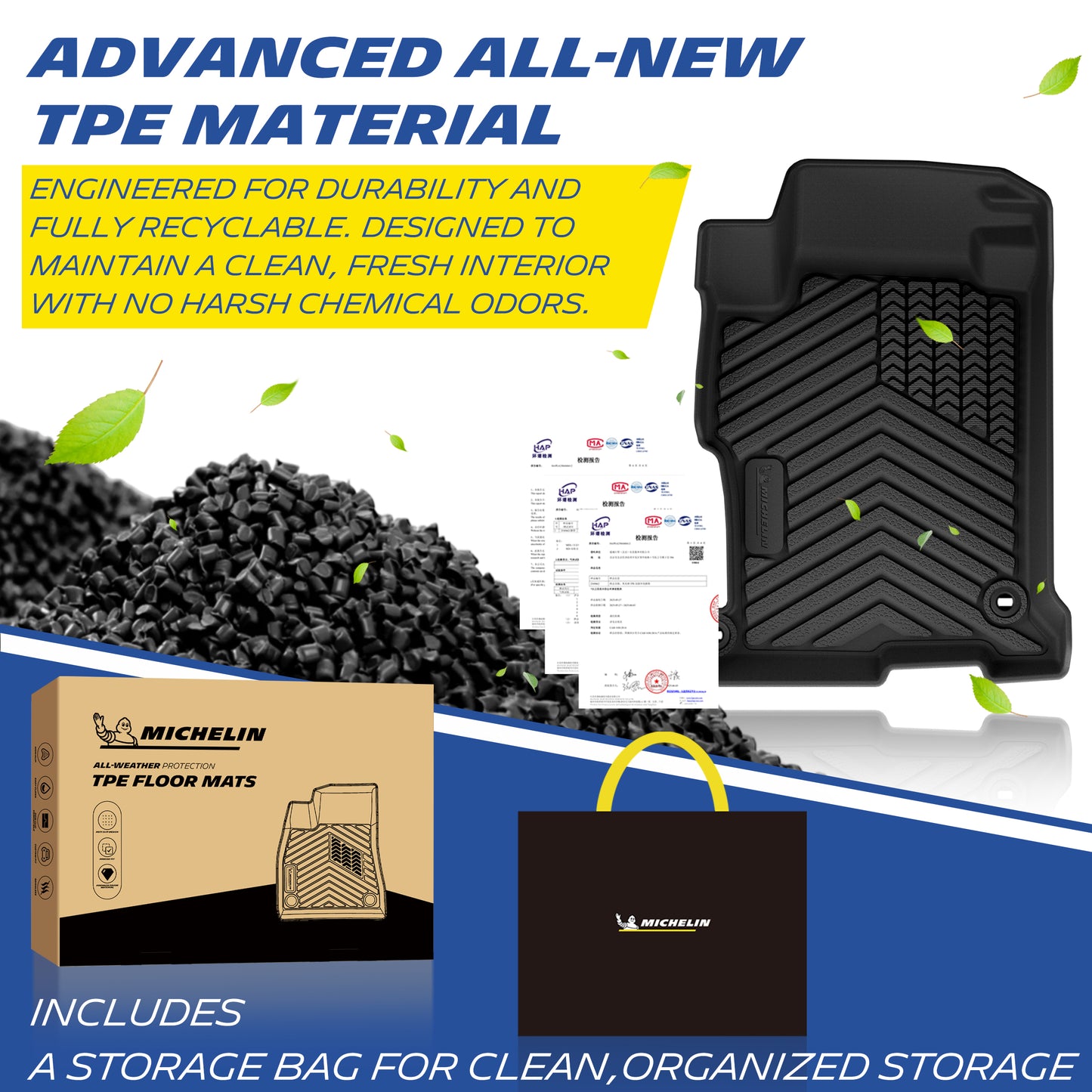 Michelin TPE all-weather floor mats, odor-free and recyclable