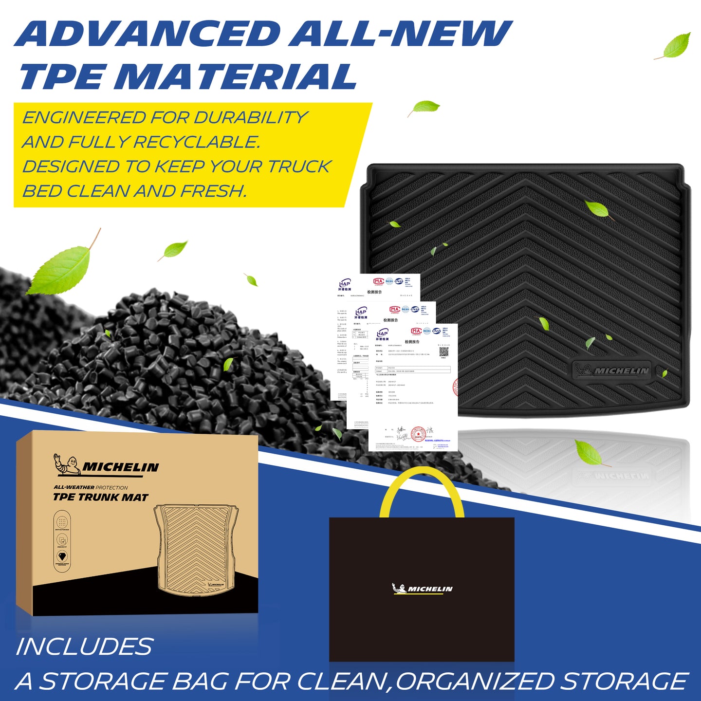 Michelin TPE all-weather trunk mat, odor-free and recyclable