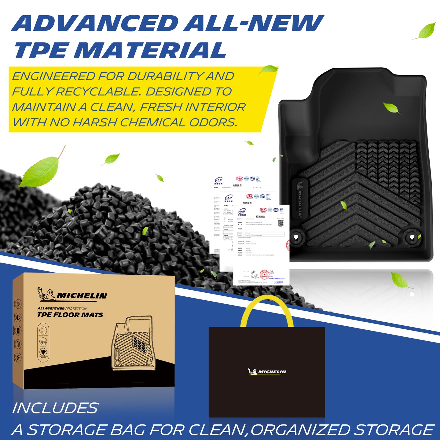 Michelin TPE all-weather floor mats, odor-free and recyclable
