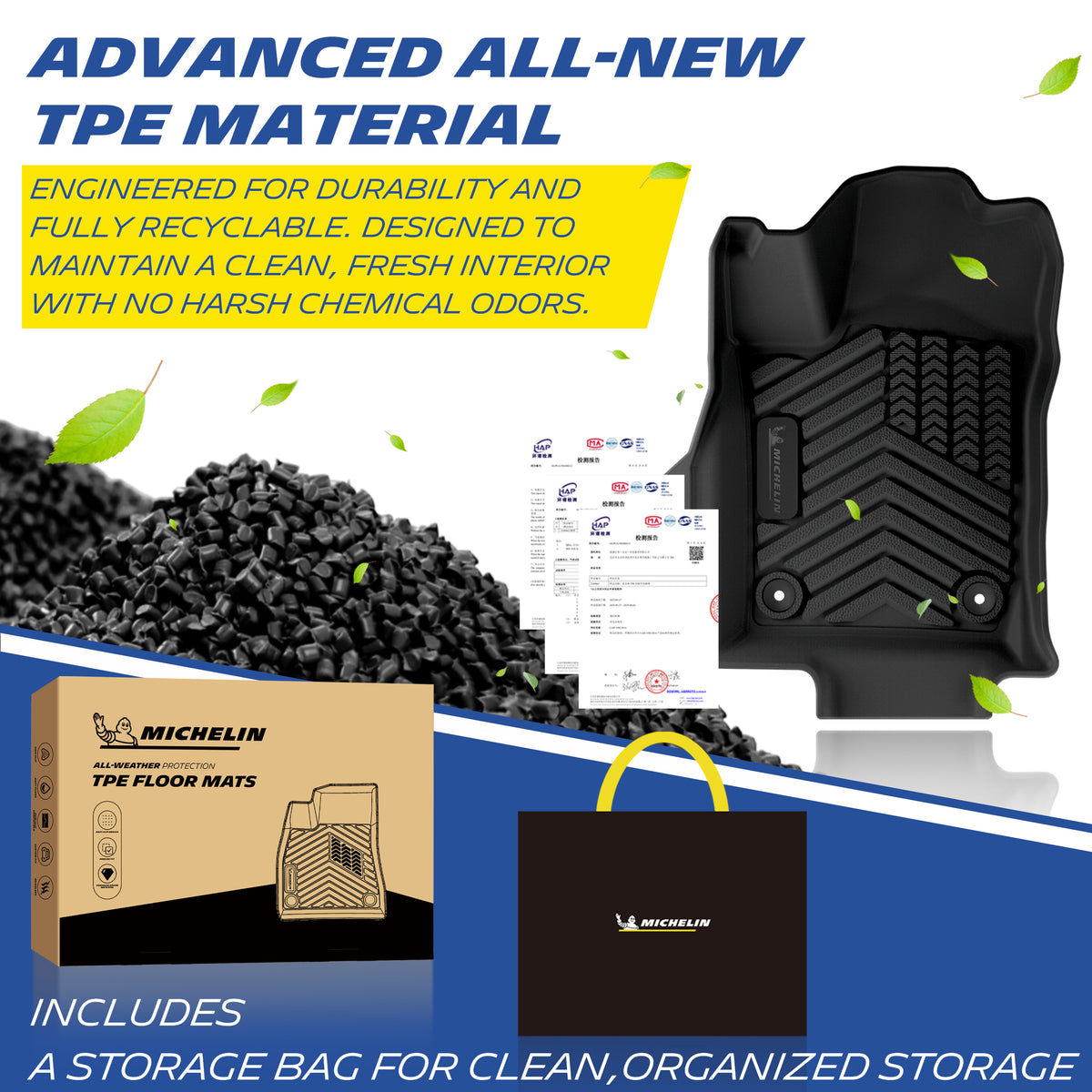 Michelin TPE all-weather floor mats, odor-free and recyclable
