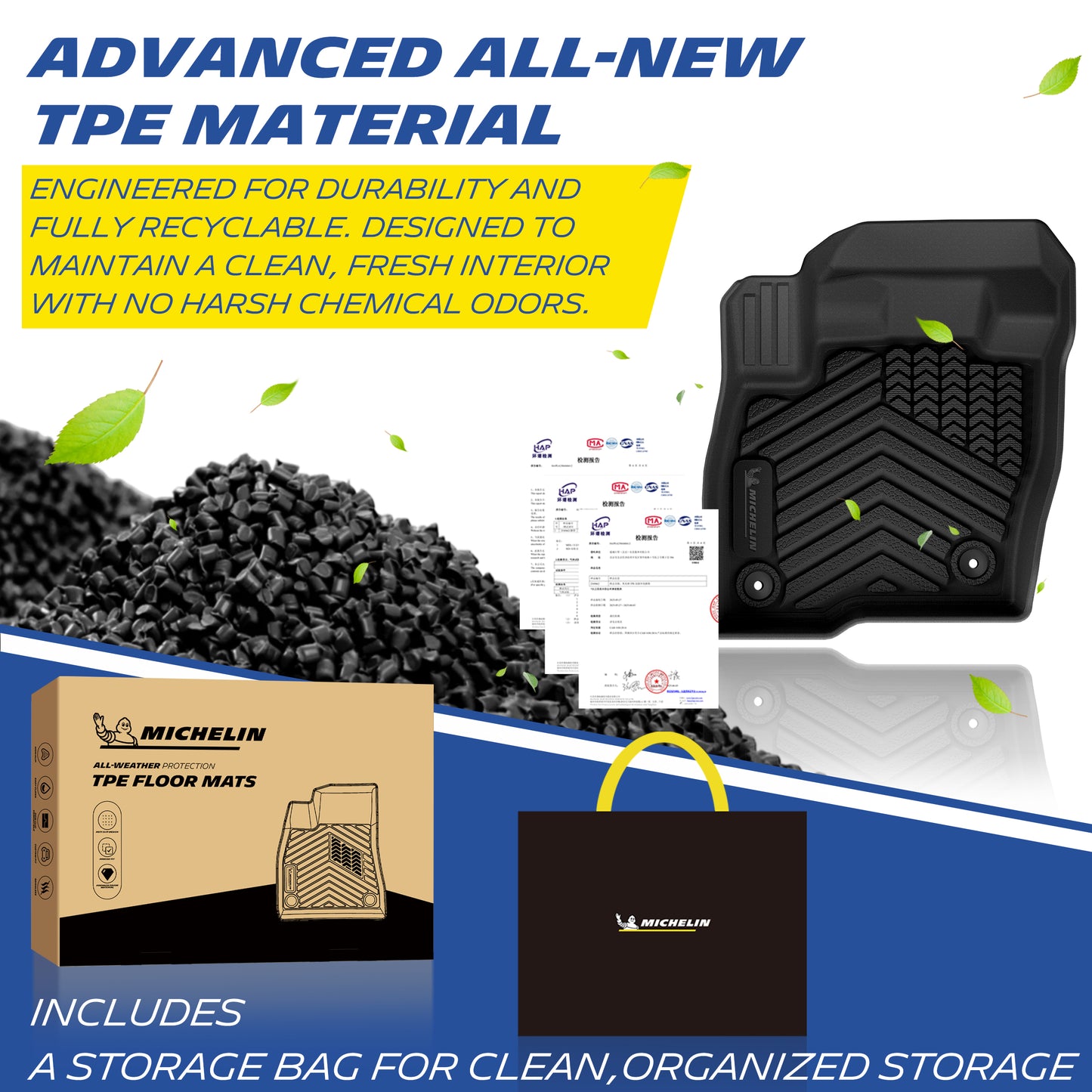 Michelin TPE all-weather floor mats, odor-free and recyclable
