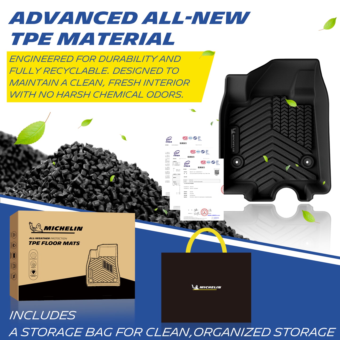 Michelin TPE all-weather floor mats, odor-free and recyclable