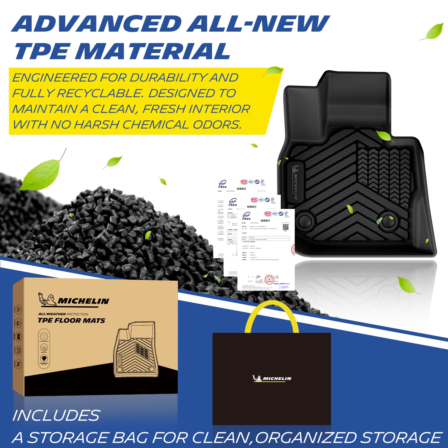 Odorless recyclable TPE raw material, Michelin retail box and storage bag included