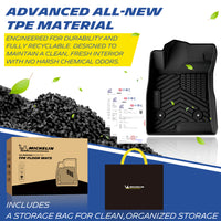 Material showcase of the advanced TPE car floor mats for the 2024-2026 Chevrolet Trax. Manufactured from highly durable, fully recyclable, and eco-friendly TPE pellets backed by official quality test reports, ensuring a completely odorless and safe vehicle interior.