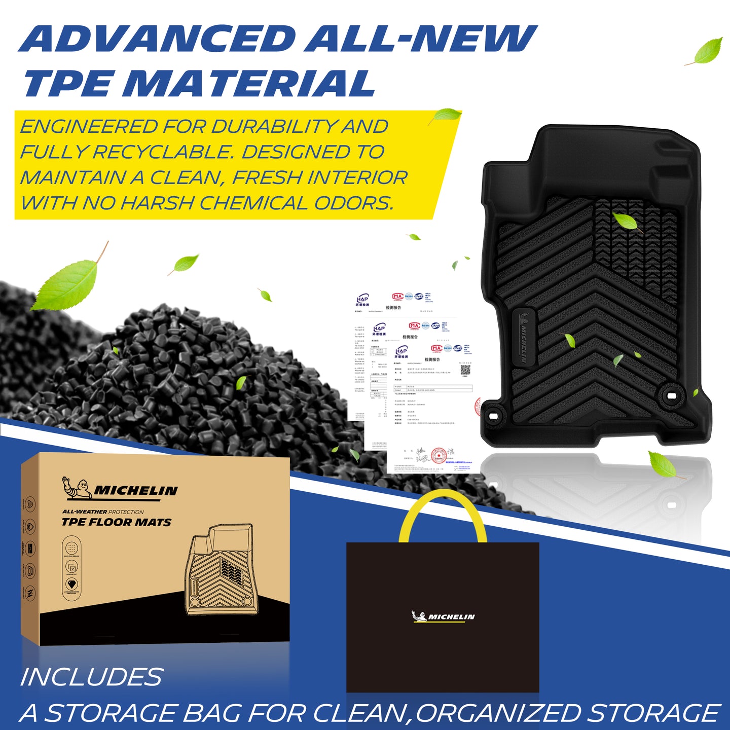 Michelin TPE all-weather floor mats, odor-free and recyclable